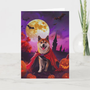 Cartão Halloween Akita Vampire Pumpkins Scary
