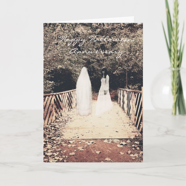 Cartão Halloween Anniversary On the bridge card with vers (Frente)