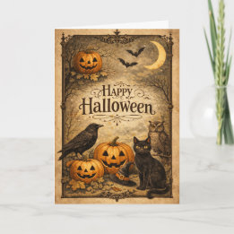 Cartão Halloween Antigo Ornamentado