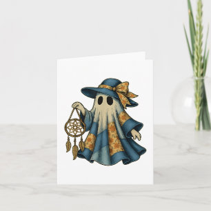 Cartão Halloween Azul Jeans Fantasma Assustador Coquette
