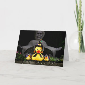 Cartão Halloween Bat Ducky Mulher protege e defende