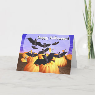 Cartão Halloween Bats and Pumpkins Card