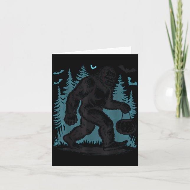 Cartão Halloween Bigfoot Pumpkin  (Frente)
