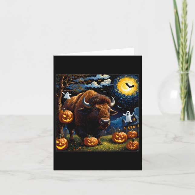 Cartão Halloween Bison Starry Night (Frente)
