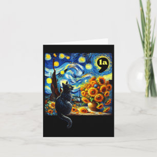 Cartão Halloween Black Cat Comma La Starry Night Art Kama