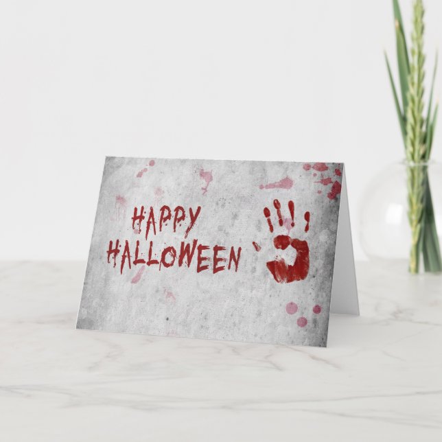 Cartão Halloween Bloody Handprint (Frente)