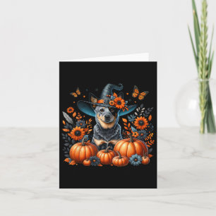 Cartão Halloween Blue Heeler Dog Pumpkin Autumn Season Fl