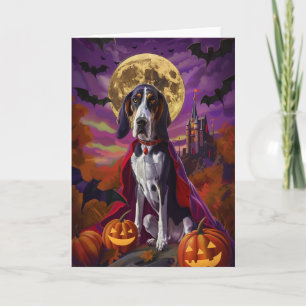 Cartão Halloween Bluetick Coonhound Dog Pumpkins Assustad
