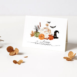 Cartão Halloween bonitinho de aquarela