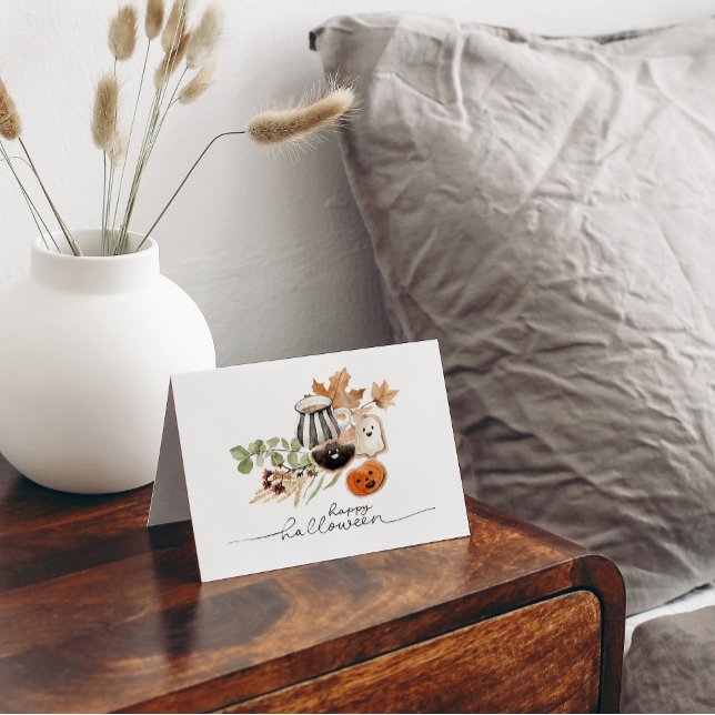 Cartão Halloween bonitinho de aquarela (Criador carregado)