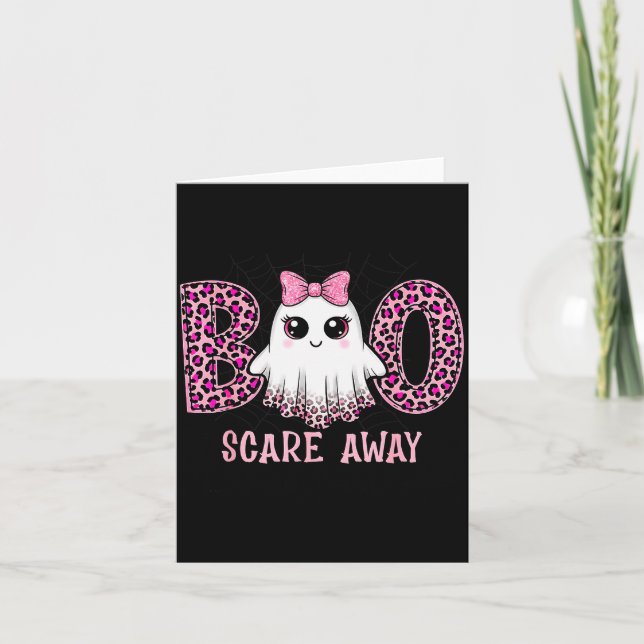 Cartão Halloween Boo E Away Breast Cancer Awareness Cute  (Frente)