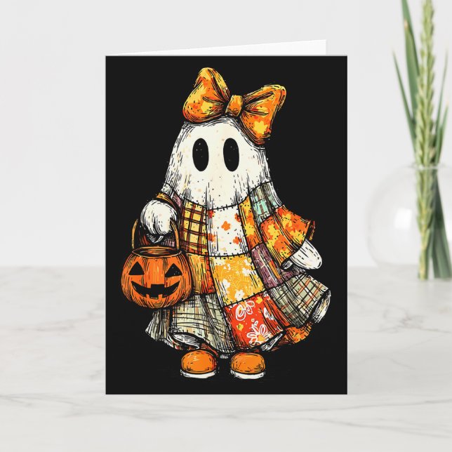 Cartão Halloween Boo Ghost Patchwork Quilter Quilting Sew (Frente)