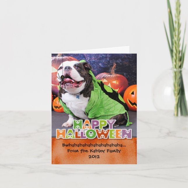 Cartão Halloween - Bulldog Inglês - Spike (Frente)