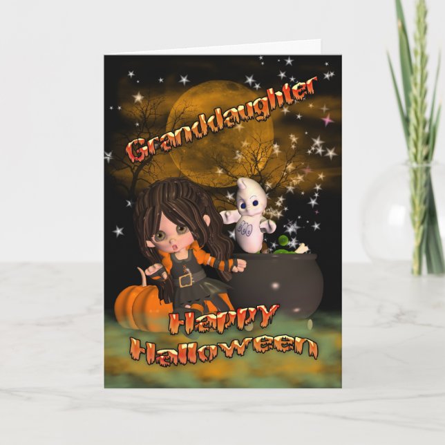 Cartão Halloween card for Granddaughter, trick or treat? (Frente)