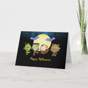 Cartão halloween card with frankie and friends - vampire,