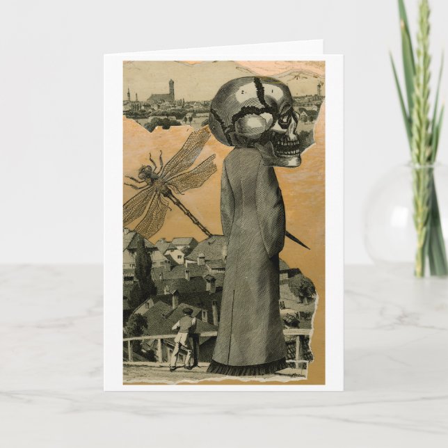 Cartão Halloween Card Woman with Skull from Original Art (Frente)