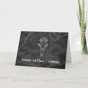 Cartão Halloween - Cartaz do Crânio Assustador, Saudações