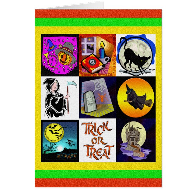 Cartão Halloween Cartoon Montage (Frente)