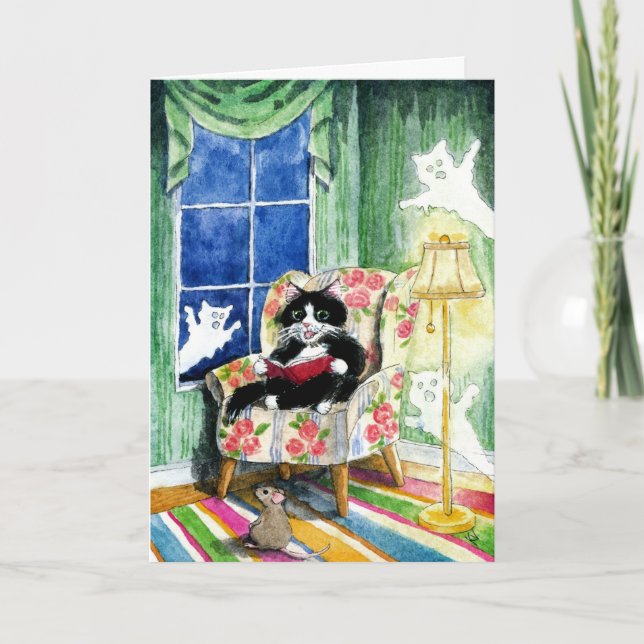 Cartão Halloween Cat Mouse Cute Spooky card (Frente)
