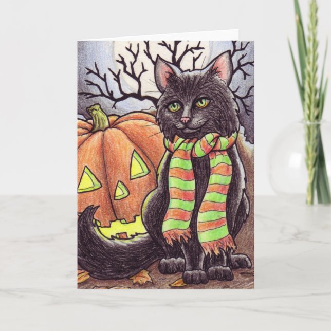 Cartão Halloween Cat notecard (Frente)