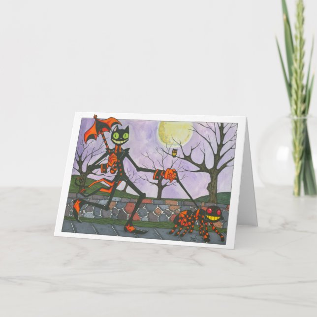 Cartão "Halloween Cat & Pocket" Blank Card (Frente)