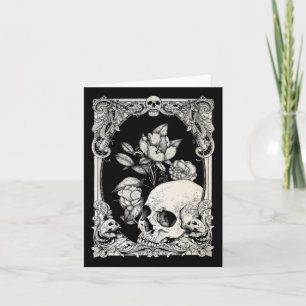 Cartão Halloween Caveira Pastel Gótico Flor Gótico Floral