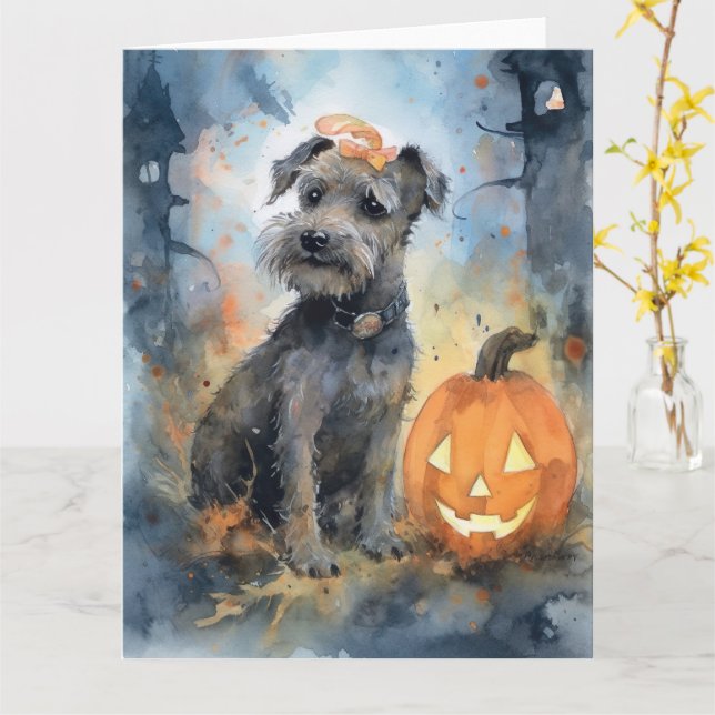 Cartão Halloween Chesapeake Bay Terrier Com Bompkins (Flor Amarela)