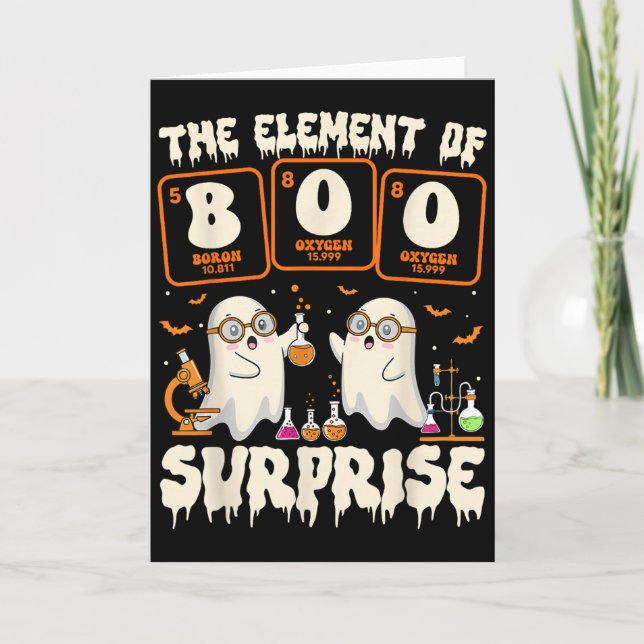 Cartão Halloween Ciência Fantasma Professor O Elemento Su (Frente)