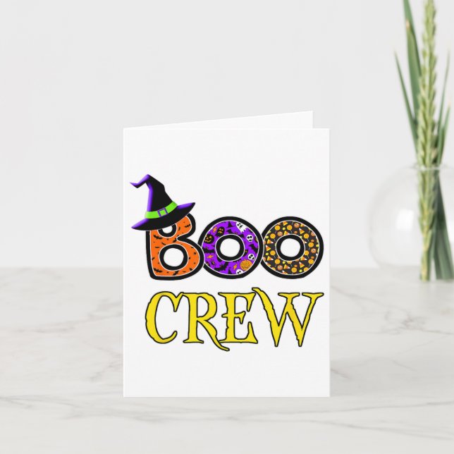 Cartão Halloween Costume Boo Crew (Frente)