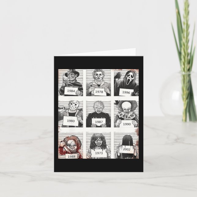 Cartão Halloween Creepy Legends Killer Mugshots Horror Fa (Frente)