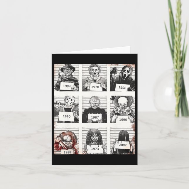 Cartão Halloween Creepy Legends Killer Mugshots Horror Fa (Frente)