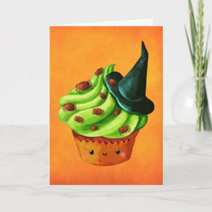 Cartão Halloween Cupcake full of tiny spiders