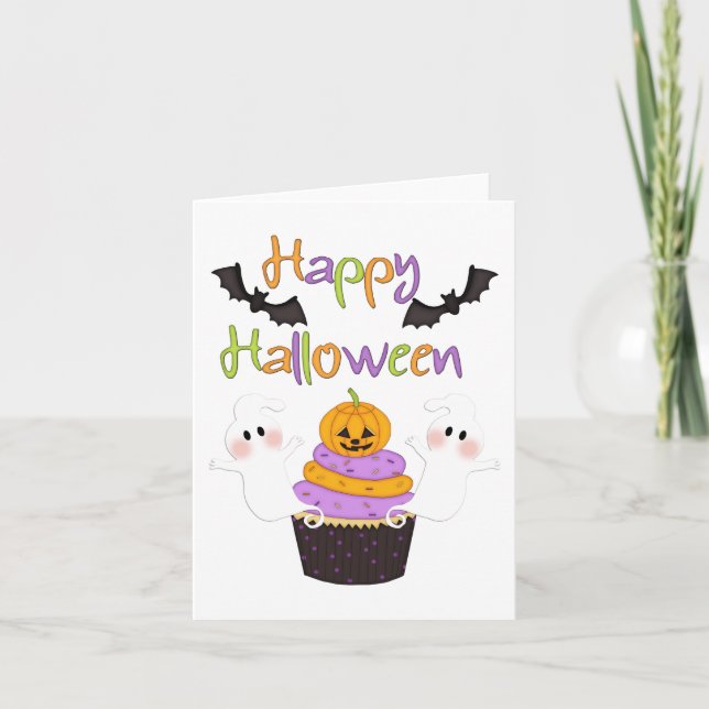 Cartão Halloween Cupcake Sign (Frente)