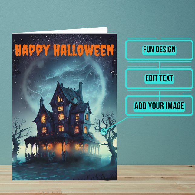 Cartão Halloween da Casa Assustada (Send a special greeting to a friend at Halloween with this fun card.)