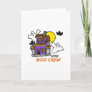 Cartão Halloween da Pequena Turma Boo Desenhada à Mão