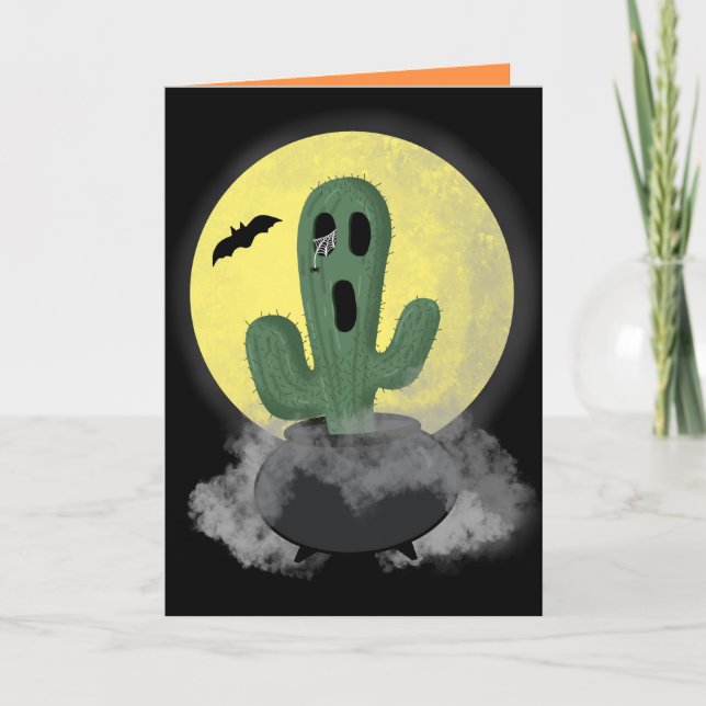 Cartão Halloween de Cactus Personalizável (Frente)