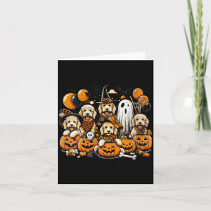 Cartão Halloween de Goldendoodle Fofinha de Fantasma e Br