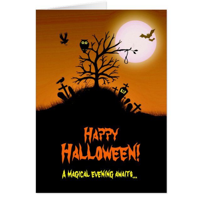 Cartão Halloween de Grave Grave Assombrado (Frente)