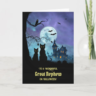 Cartão Halloween de Sobrinho excelente com Casa Assombrad