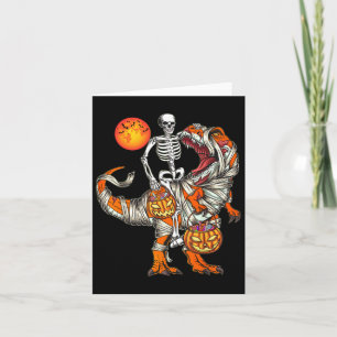 Cartão Halloween Dinossaur Skeleton T Rex Scary Pumpkin M