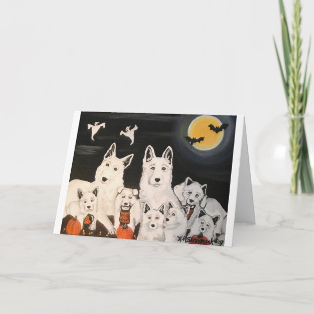Cartão Halloween Dog Family (Frente)