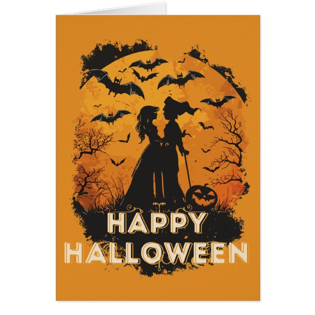 Cartão Halloween-Duo im Mondlicht (Frente)