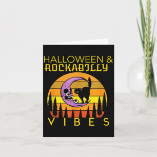 Cartão Halloween e Vibes de Rockabilly Gato Preto e