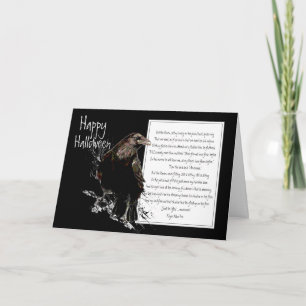 Cartão Halloween, Edgar Allan Poe, Corvo, Nunca Mais