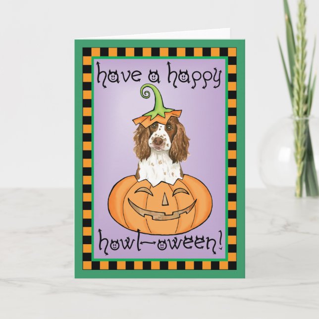 Cartão Halloween English Springer Spaniel (Frente)