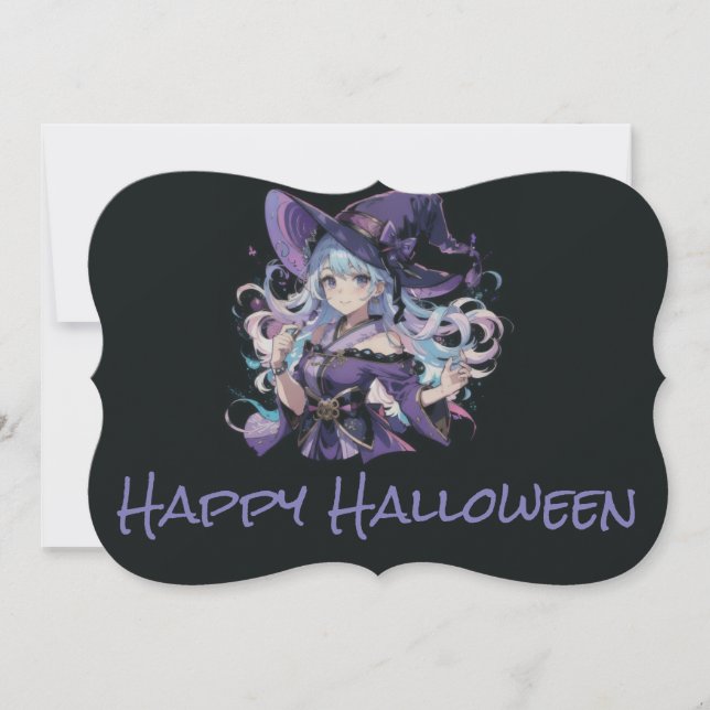 Cartão Halloween/Feiticeira/roxo (Frente)