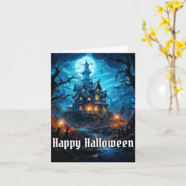 Cartão Halloween Feliz da Casa Assombrada