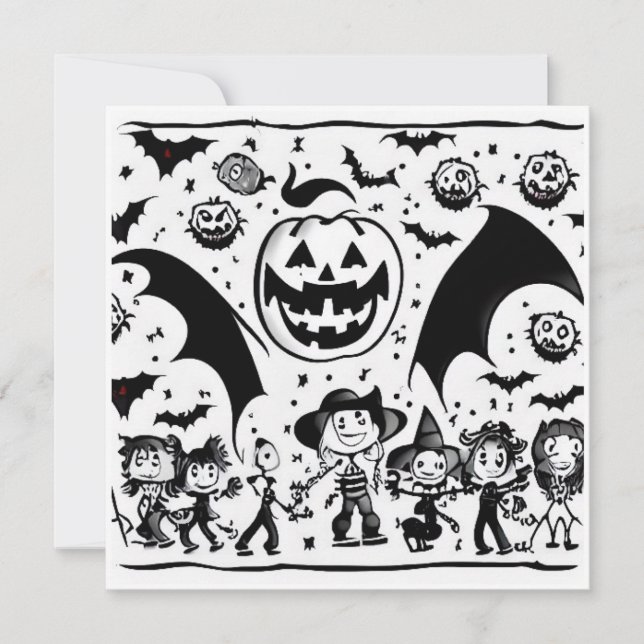 Cartão Halloween fiesta en noir et blanc  (Frente)
