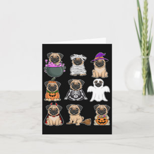 Cartão Halloween Figurume Spooky Ghost Pumpkin Pug Hallow