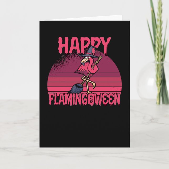 Cartão Halloween Flamingobetween Flamingo Witch Broch Ret (Frente)